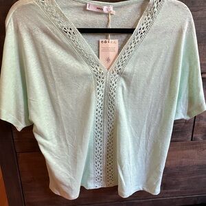 Mango Green Cropped Relaxed Blouse